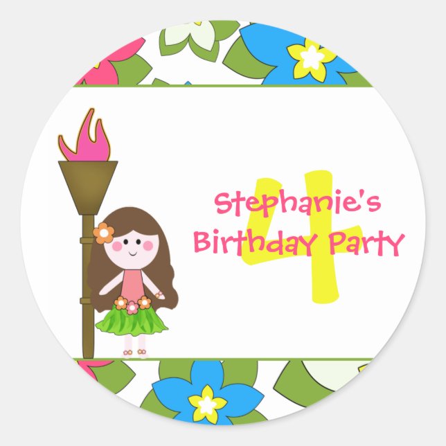 Etiquetas de festa de aniversario de meninas de hu (Frente)