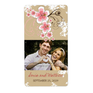 Etiquetas de Foto de Casamento Rosa Tropical Beach