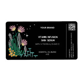 Etiquetas de Garrafa Botânica Preta