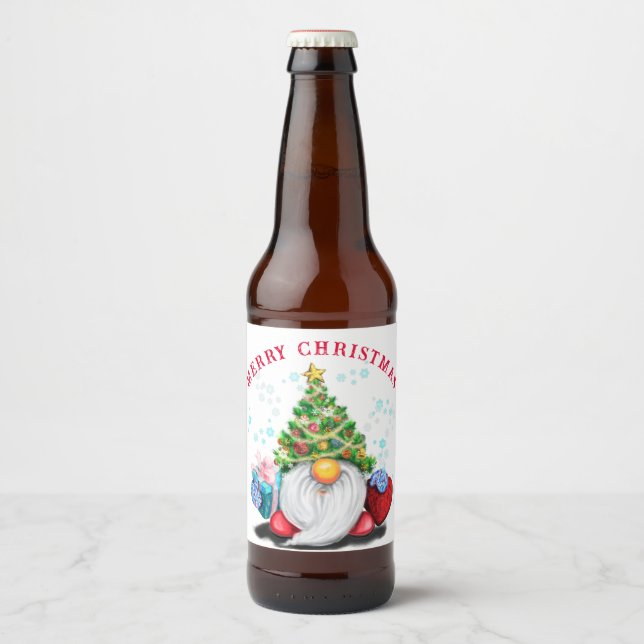 Etiquetas de Garrafa de Natal Gnome (Frente)