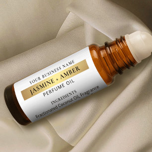 Etiquetas de Garrafa de Rolos de Perfume Branco e 