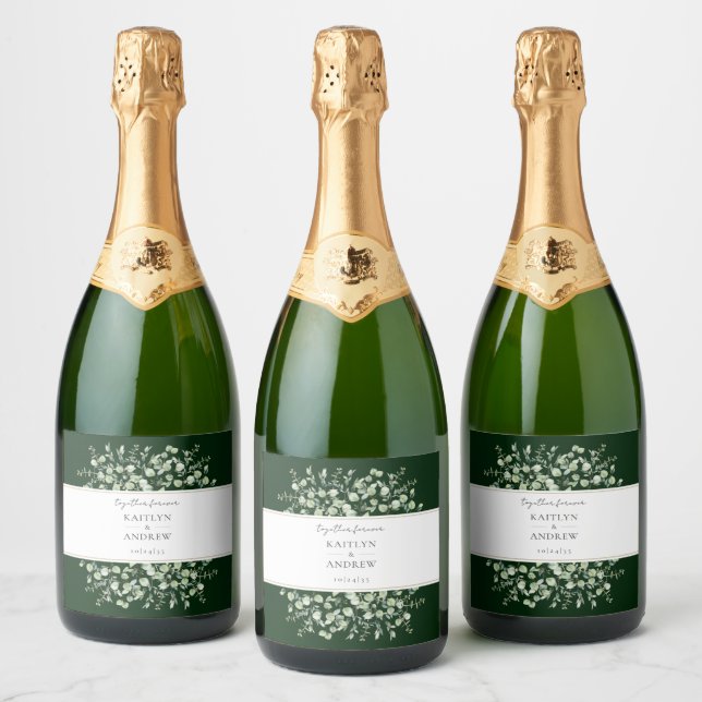 Etiquetas de Garrafa de Vinho Casamento Eucalipto  (Garrafas)