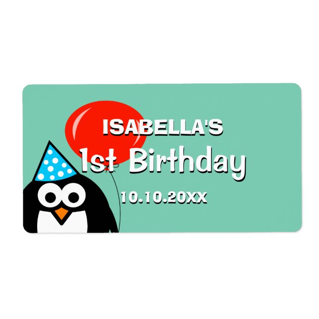 Etiquetas de garrafas de primeiro aniversario (Frente)