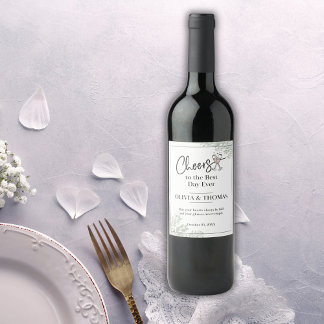 Etiquetas de garrafas de Vinho de Casamento Elegan
