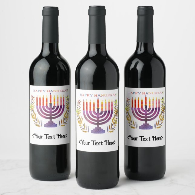 Etiquetas de Garrafas Felizes de Hanukkah (Garrafas)