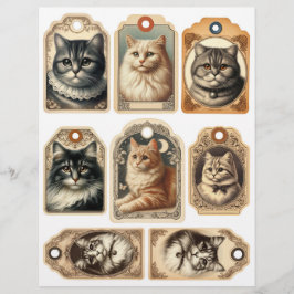 Etiquetas de Gato e Gatinho Vintage