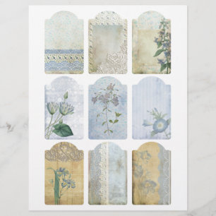 Etiquetas de Incorporação Azul do Livro Shabby