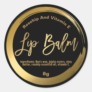 Etiquetas de Lip Dourado preto Elegante clássico