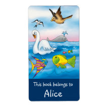 Etiquetas de Livro com animais bonitos