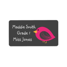 Etiquetas de livro nome de menina passarinho rosa 