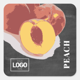 Etiquetas de logotipo de pêssego com a marca do pr