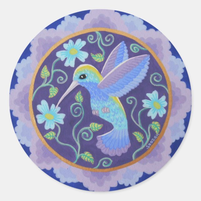 Etiquetas de mandala de beija-flor bonito (Frente)