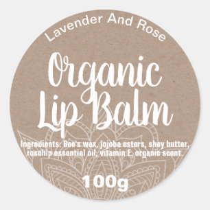 Etiquetas de Mandala Organic Lip Balm Kraft