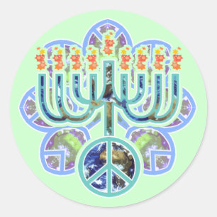 Etiquetas de Menorah da paz da terra