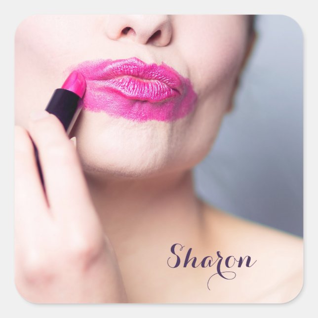 Etiquetas de monograma personalizadas de Lipstick  (Frente)
