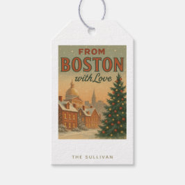 Etiquetas de Natal Antigas de Boston Com Amor