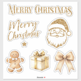 Etiquetas de Natal com 6 folhetos de ouro 02