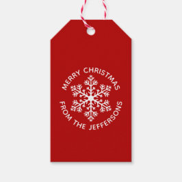 Etiquetas de Natal em Floco de Neve Vermelho