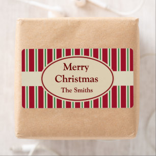 Etiquetas de Natal em Striped Personalizadas