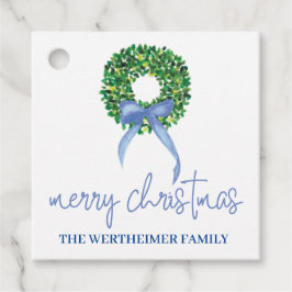 Etiquetas de Natal Férias Coroa Azul