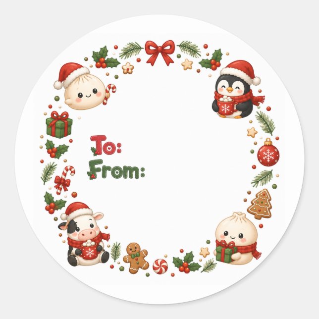 Etiquetas de Natal Kawaii (Frente)