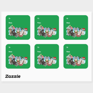 Etiquetas de Natal para gatos e tripulantes