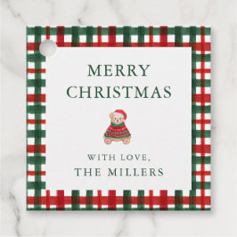 Etiquetas de Natal para o Urso de Xadrez Verde Ver