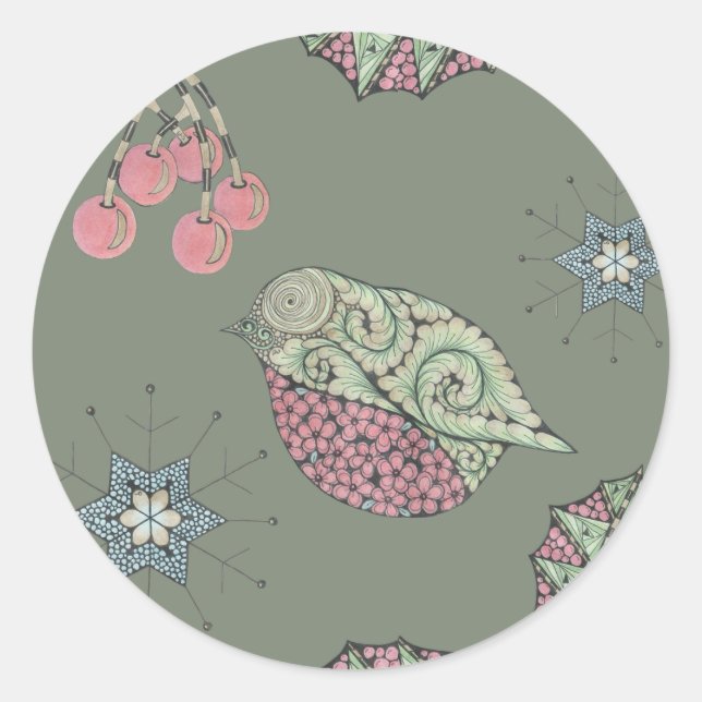 Etiquetas de Natal Robin (Frente)