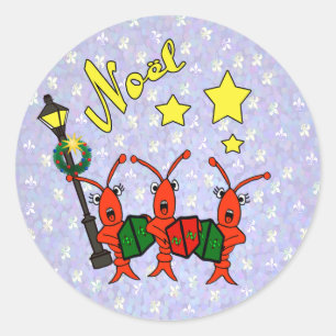 Etiquetas de Noel dos lagostins de Caroling