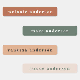 Etiquetas de nome à prova d'água coloridas de boho