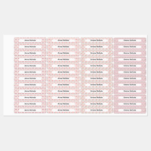Etiquetas de Nome com Padrões de Natal Rosa Festiv