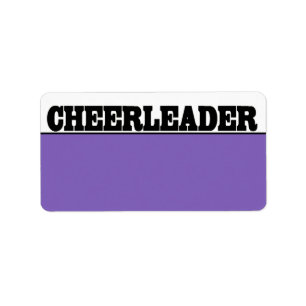 Etiquetas de nome de Cheerleader preto e roxo