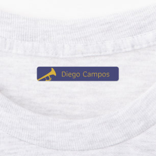 Etiquetas de nome Dourado azul de trompete para ca