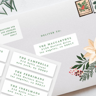 etiquetas de nome e endereço individuais verdes de