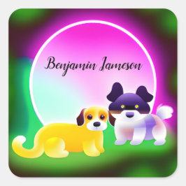 Etiquetas de nome editáveis com cães bonitos