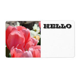 Etiquetas de Nome HELLO Flores de Tulipa Rosa