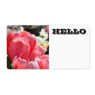 Etiquetas de Nome HELLO Flores de Tulipa Rosa