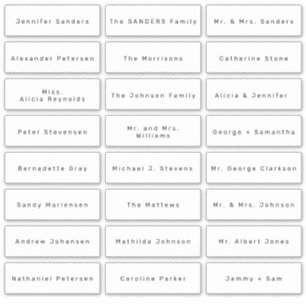 Etiquetas de nomes de convidados de casamento mini