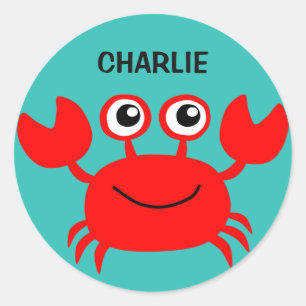 Etiquetas de nomes personalizados do Happy Crab