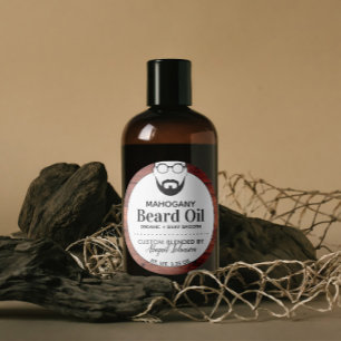 Etiquetas de óleo com barba de cheiro de madeira d
