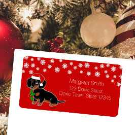 Etiquetas de Papai Noel Dachshund Preto e Castanho