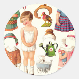 Etiquetas de papel da boneca da menina