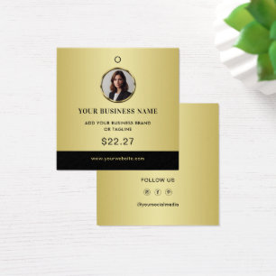 Etiquetas de preço com design preto e dourado, Log