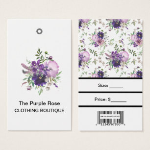 Etiquetas de Preço de Flores Roxas Personalizadas