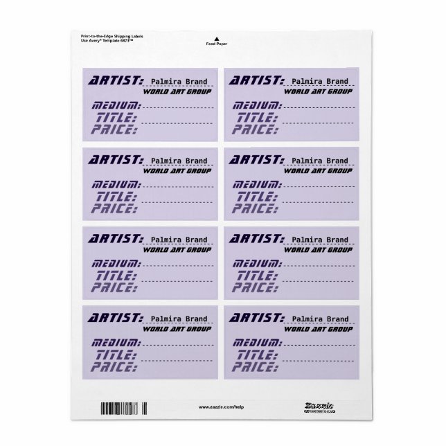 Etiquetas de Preço do Artista Futurístico (Toda a folha)