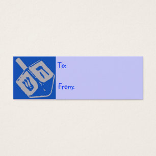 Etiquetas de Presente Azul do Dreidel Hanukkah