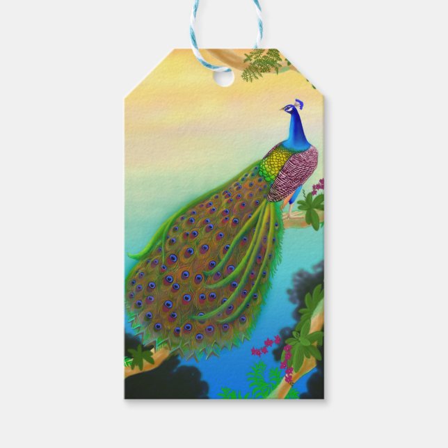 Etiquetas de Presente Azul Indígena Elegante (Frente)