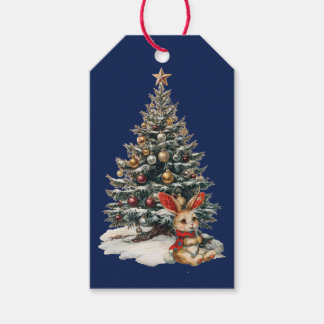 ETIQUETAS DE PRESENTE COELHO DE NATAL COM ÁRVORE