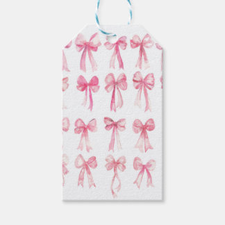 etiquetas de presente com laço coquette rosa