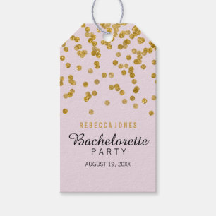 Etiquetas de Presente Confete Brilho Dourado Rosa